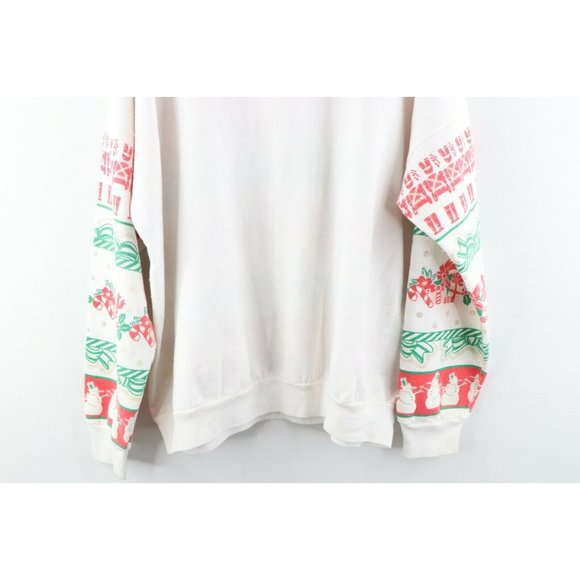 Vintage 90s Streetwear Womens 22 All Over Print Christmas Ugly Sweatshirt USA - Picture 9 of 10